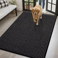 hicorfe Dirt Trapper Indoor Doormat,32"x48" Welcome Door mat,Non Slip Backing Washable Door Mats,Absorbent and Resistant Low-Profile Entrance Inside Floor Mat for Front Back Door and Entryway (Black)