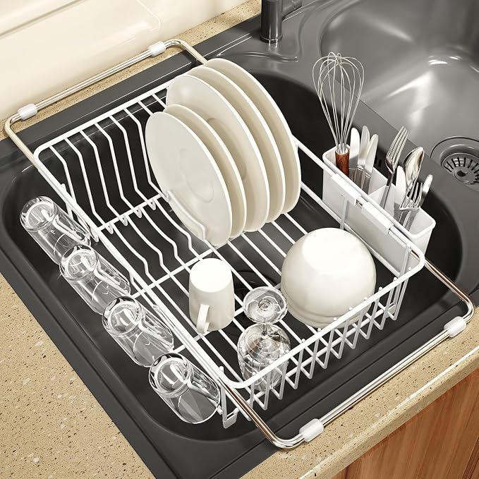 White Dish Drying Rack Over The Sink by MAJALiS