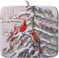 Red Birds Dish Drying Mat Winter Berry Dish Drainer Mats Absorbent Reversible by Giwawa