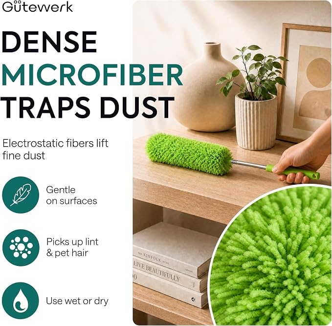 GÜTEWERK Extendable Microfiber Duster, 55 Inch - Image 2