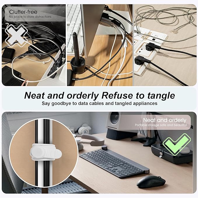 Silicone Cable Ties, Cord Organizer Cable Management, Office Desk Accessories - Image 5