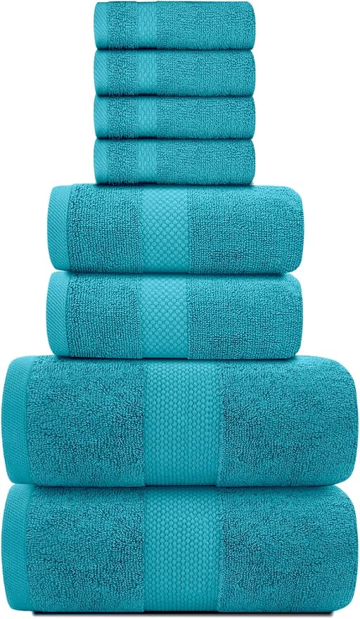 White Classic Luxury Bath Towel Set of 8 Pieces - Image 2