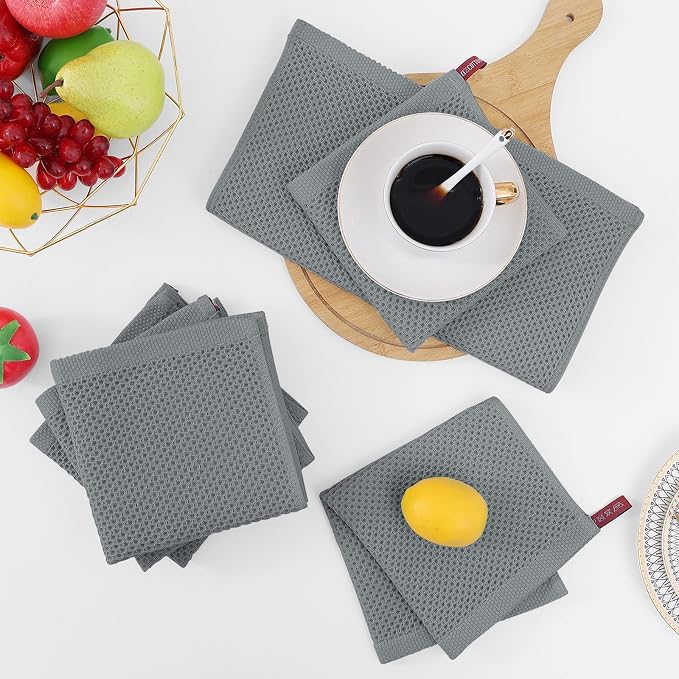 Homaxy 100% Cotton Waffle Weave Kitchen Dish Cloths 8-Pack, Ultra Soft - Image 7
