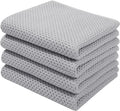 Homaxy 100% Cotton Waffle Weave Kitchen Dish Towels 4-Pack, Light Gray | 13 x by Homaxy