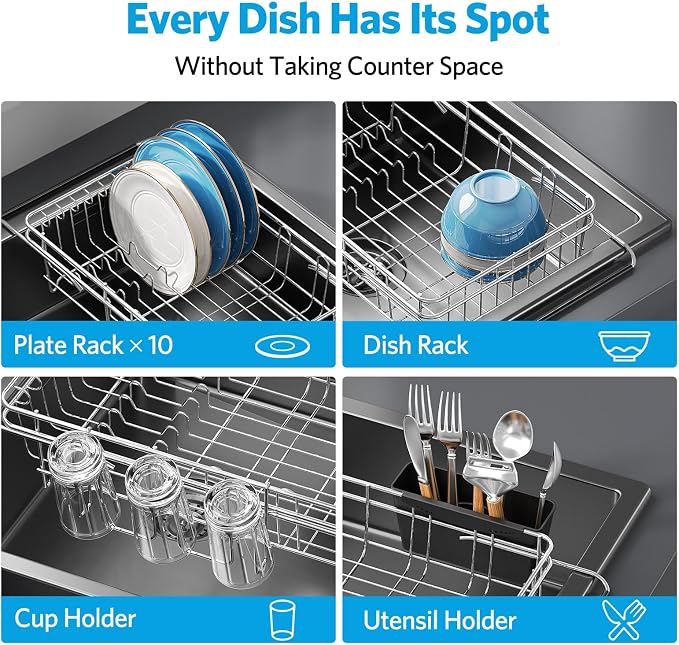 Delamu Over The Sink Dish Drying Rack - Image 7