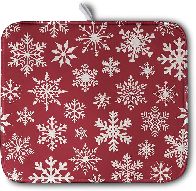 Christmas Snowflakes Dish Drying Mat by Kwlegh