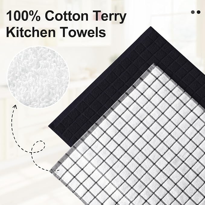Homaxy Large Premium Cotton Kitchen Towels 16"x 28", 8 Pack - Image 2