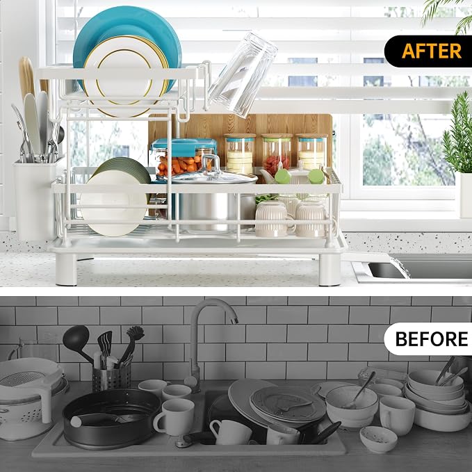 Large 2 Tier Detachable Dish Drying Rack - Image 9