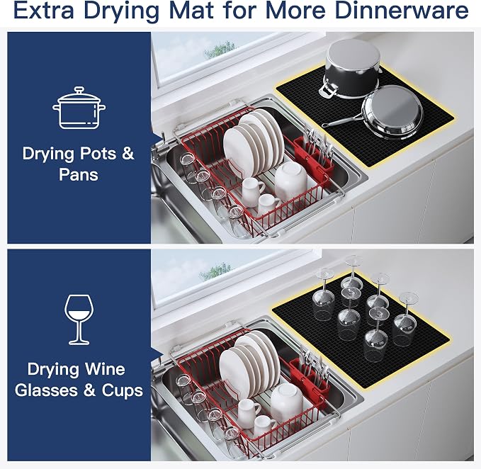 JASIWAY Red Dish Drying Rack in Sink - Image 3