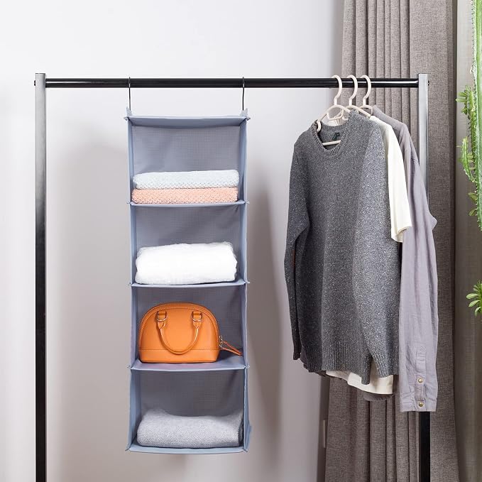 Hanging Closet Organizer 4-Shelf, Oxford Fabric Wardrobe Storage, shoes & - Image 4