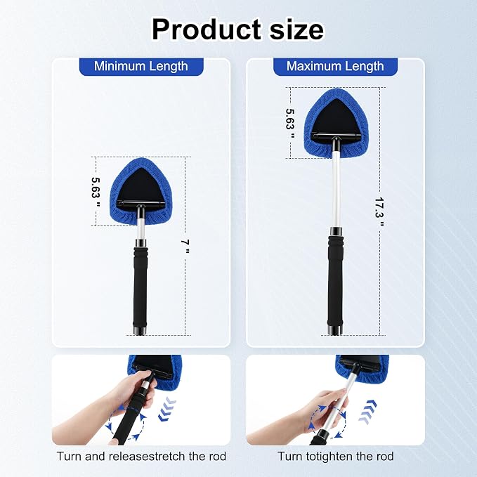 JUSTTOP Windshield Cleaner Tool, Car Interior and Exterior Window Cleaning Kit - Image 3