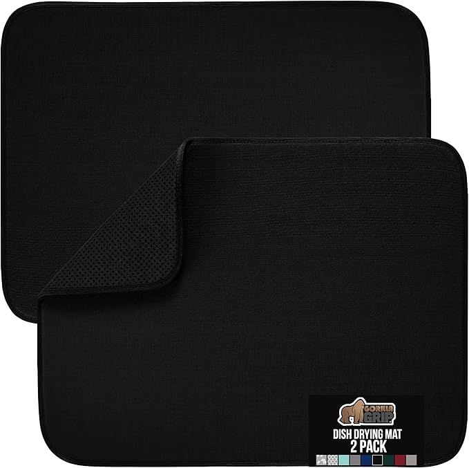 GORILLA GRIP Ultra Water Absorbent Microfiber Dish Drying Mat, 18x24 2 PK by Unknown