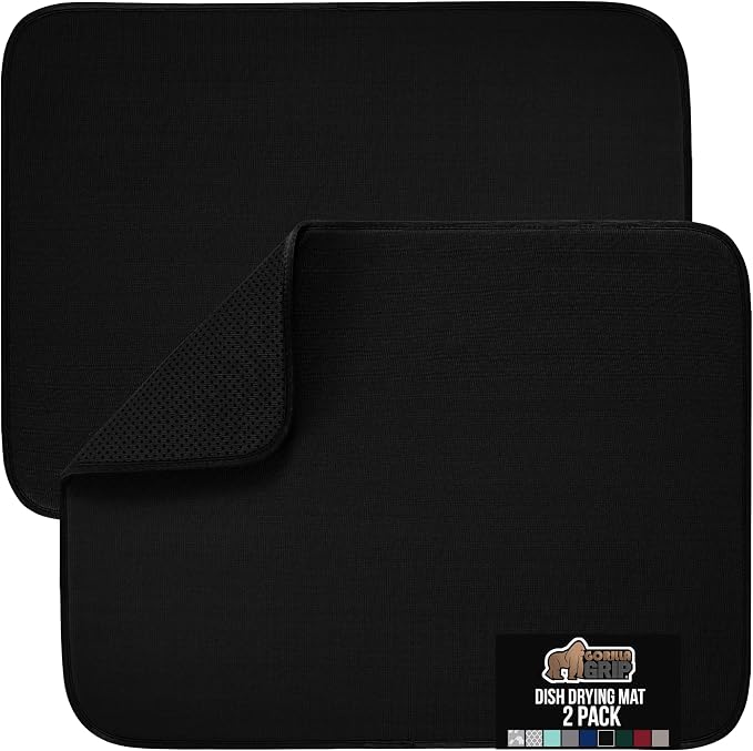 GORILLA GRIP Ultra Water Absorbent Microfiber Dish Drying Mat, 2 PK, Slip by Unknown