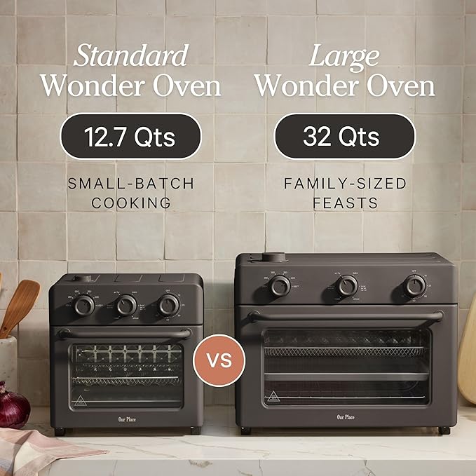 Our Place Wonder Oven | 6-in-1 Stainless Steel Air Fryer Toaster Oven Combo with Basket, Rack, Pan & Tray | Compact 13 QT Countertop Capacity - Toast, Roast, Bake, Reheat, Broil & Steam | Blue Salt