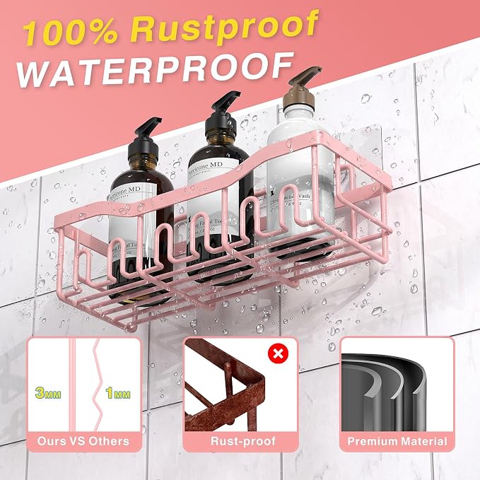 EUDELE 5-Pack Rustproof Stainless Steel Shower Caddy – No Drill Adhesive - Image 5