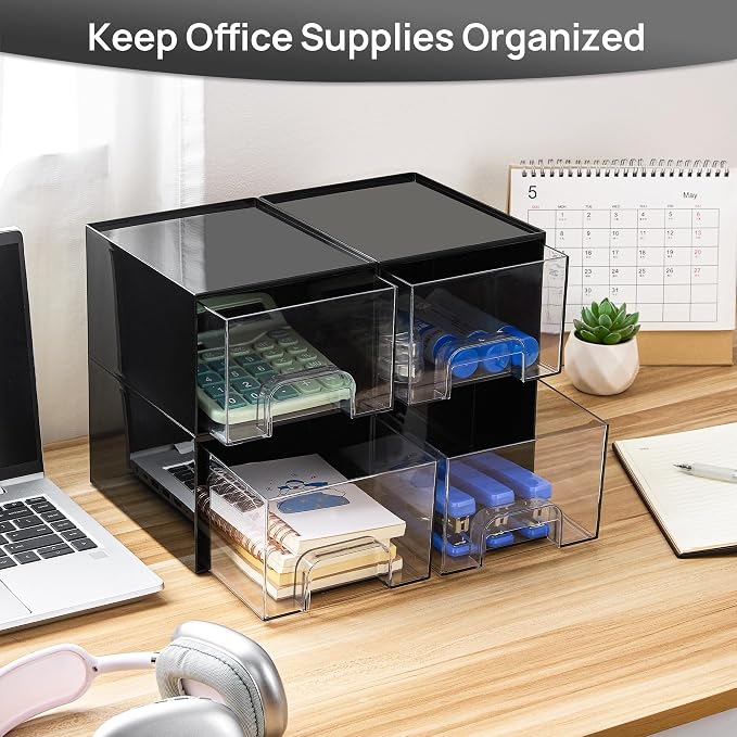 Vtopmart Black Small Stackable Storage Drawers - Image 5