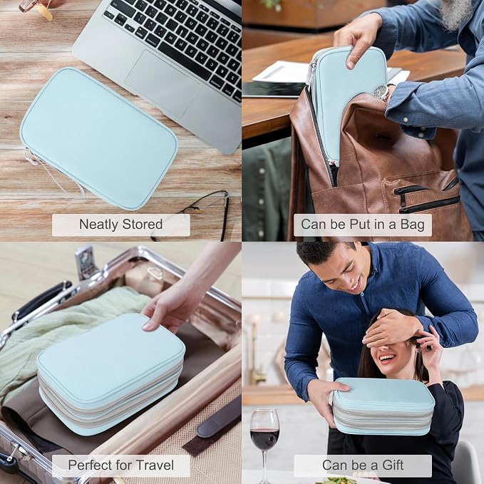 FYY Electronic Organizer, Travel Tech Pouch Bag, Mint Green | Wrist Strap - Image 7