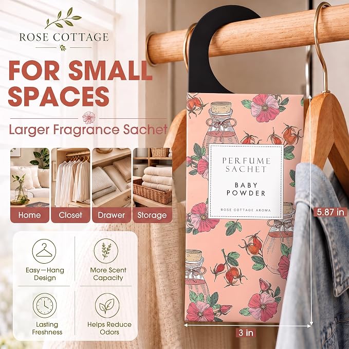Large 12 Packs Baby Powder Hanging Scented Sachets Long-Lasting Closet - Image 2