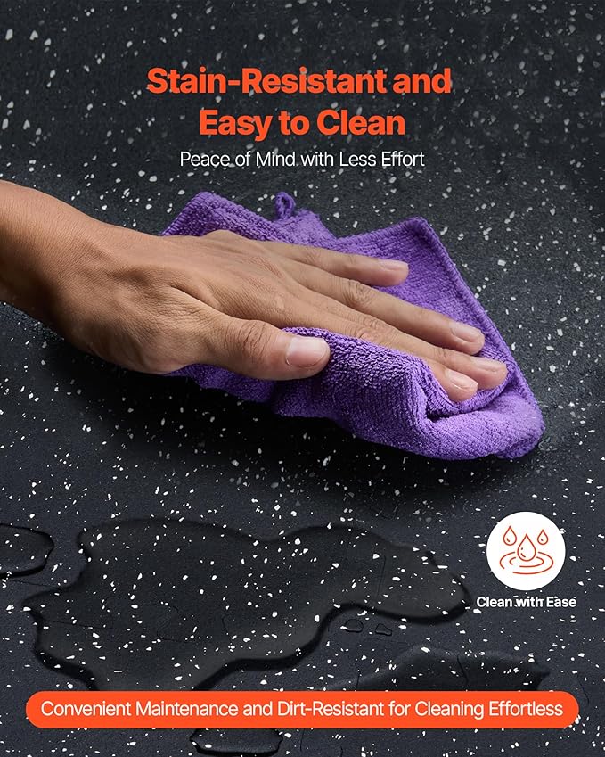 VEVOR 0.56Inch 48sq.ft 12 Tiles Gym Flooring for Home Gym, Rubber Top with High Density EVA Foam, 25 x 25In Gym Floor Exercise Equipment Mats, Interlocking Gym Mats, Puzzle Workout Mats, Black & White