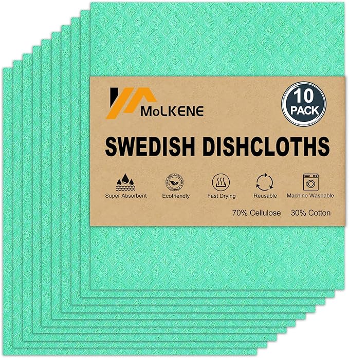 MoLKENE Swedish Dishcloths for Kitchen, 10 Pack Reusable Paper Towels | by MoLKENE