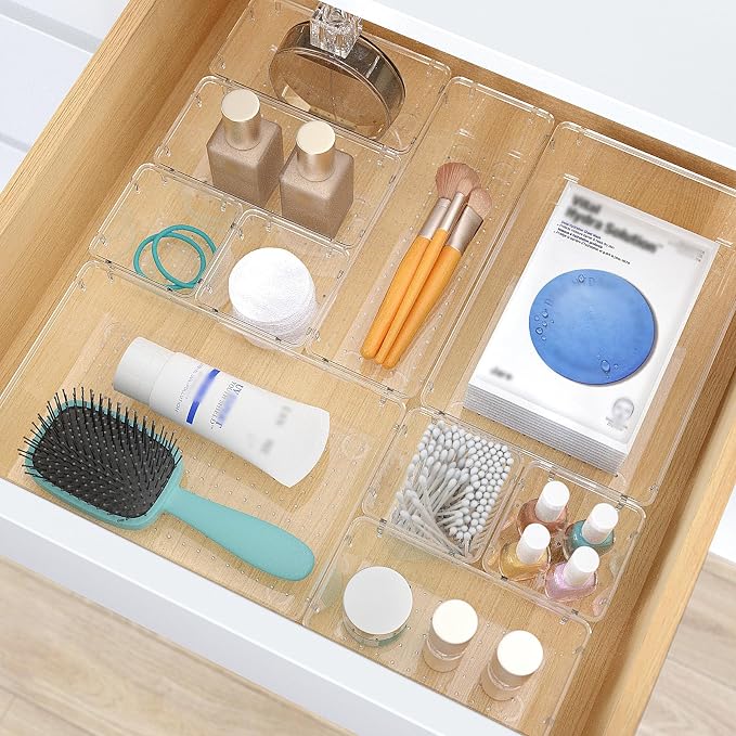 13 PCS Plastic Drawer Organizers Set, 4 Size Desk Drawer Organizer Trays | 4 - Image 5