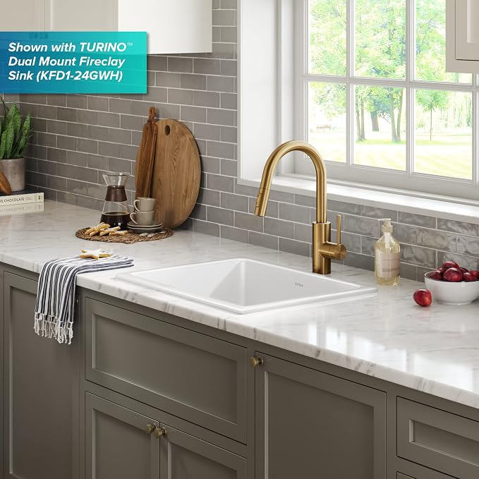 KRAUS Spot Free Brushed Brass Pull Down Kitchen Faucet KPF-2620BB | QuickDock - Image 12