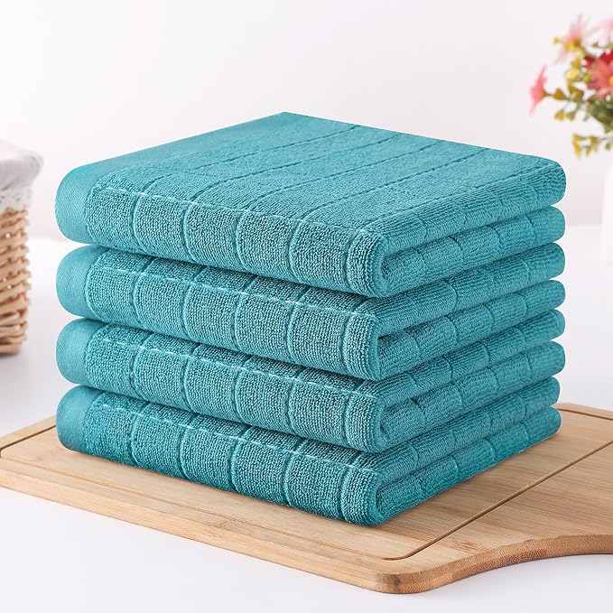 Homaxy 100% Cotton Terry Kitchen Towels, 6 Pack, Lake Blue - Image 8