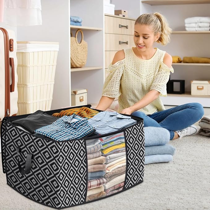 100L 6 Pack Storage Bags, Foldable Clothes Bins - Image 7