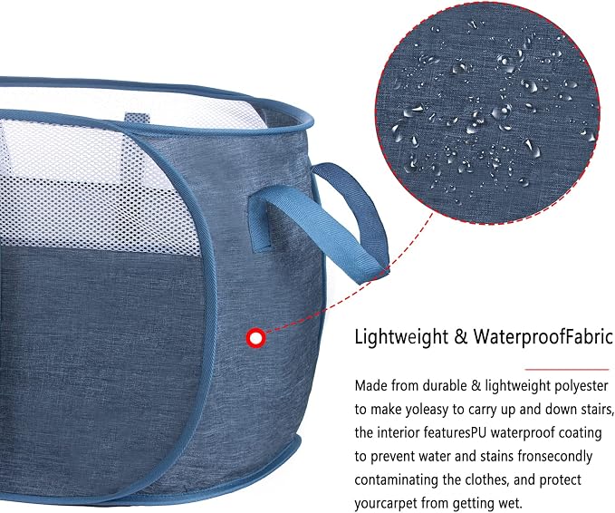 Pop Up Laundry Hamper，with Durable Handles collapsible laundry basket，Easy to - Image 4