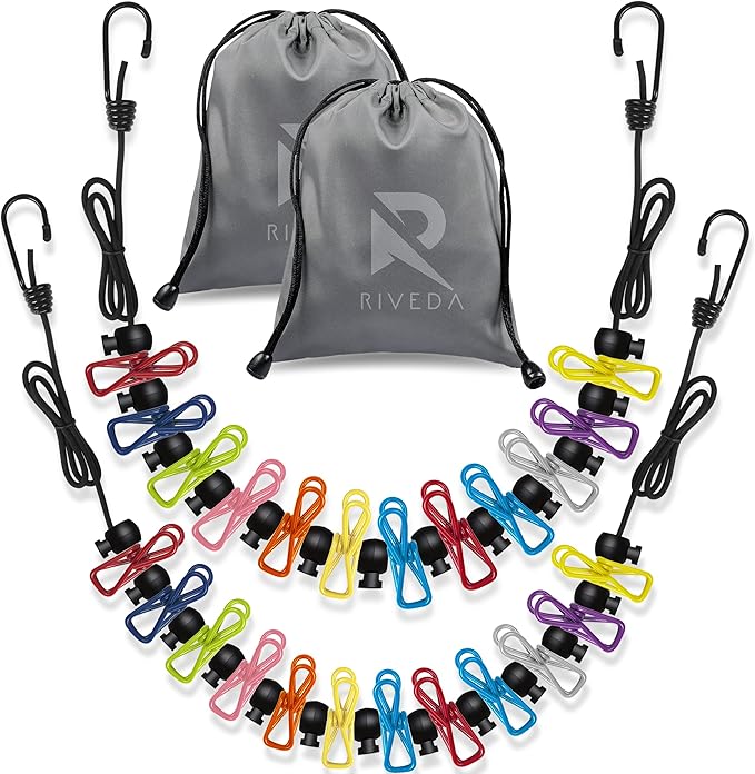 RIVEDA 2 Pack Travel Clotheslines by RIVEDA