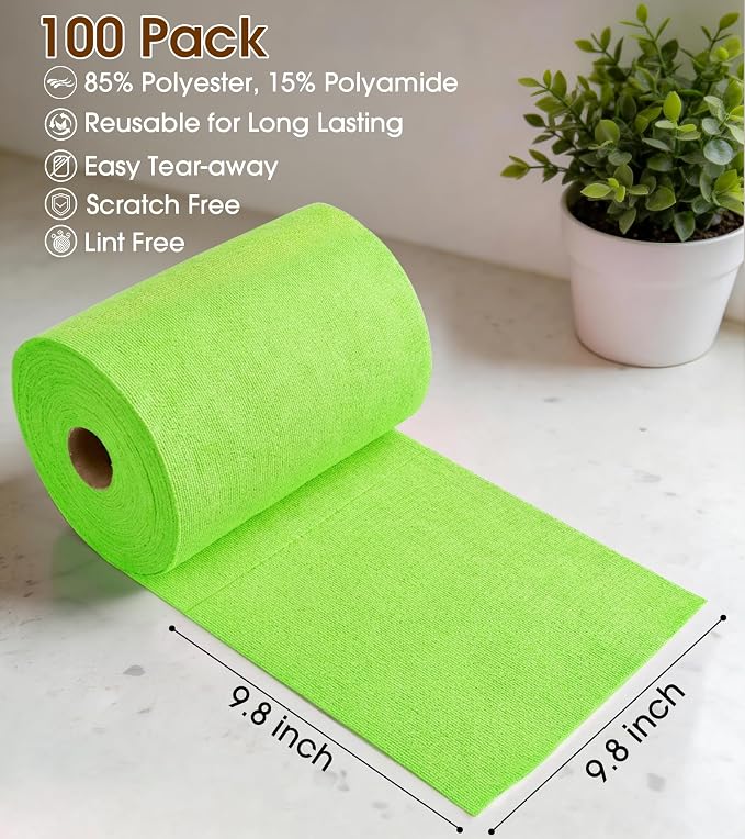 KitchLife Microfiber Cleaning Cloth Roll, 100 Pack - Image 2