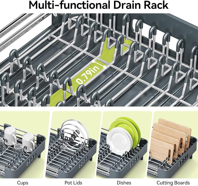 Urackify Extendable Stainless Dish Drying Rack - Image 5