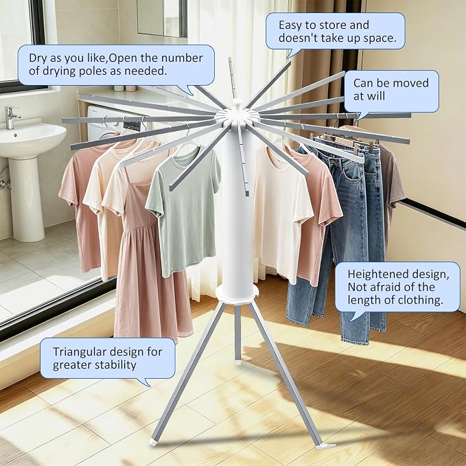 Tripod Foldable Clothes Rack, Garment Rack Portable - Image 2
