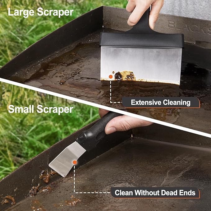 SHINESTAR Griddle Cleaning Kit for Blackstone, 12-Piece Flat Top Grill Cleaning Kit, Equipped with Scouring Pads, Cleaning Brick and Scraper, Deep Cleaning & Stain Removal
