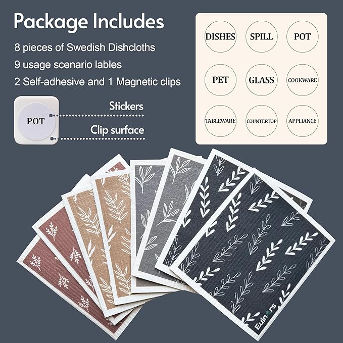 Eulnars Swedish Dishcloths, 8 Pack Reusable Paper Towels - Image 6