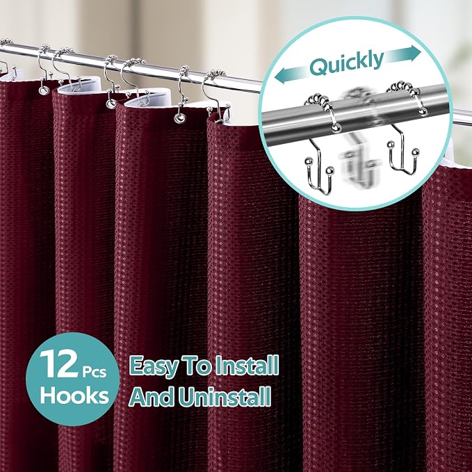Vipfree 3 in 1 Shower Curtain Set, Waffle Shower Curtain and Liner Set - Image 2