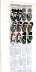 Simple Houseware 24 Pockets Clear Over the Door Shoe Organizer, 4 Durable Metal by SimpleHouseware