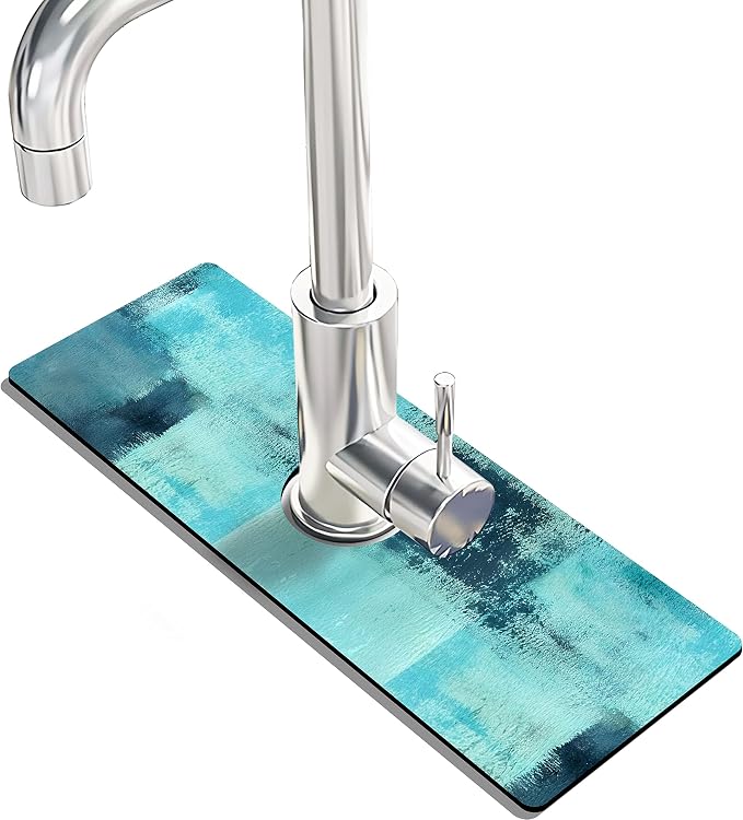 Kitchen Sink Splash Guard Faucet Mat -2 PC Super Absorbent Fast Drying Mat Sink - Image 2