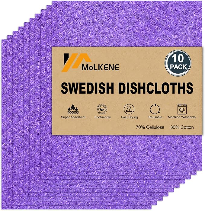 MoLKENE Swedish Dishcloths for Kitchen, 10 Pack Reusable Paper Towels | by MoLKENE