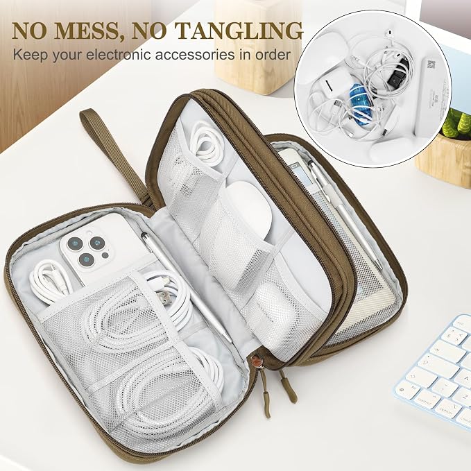 FYY Electronic Organizer, Travel Tech Pouch Bag, Waterproof, Double Layers - Image 5