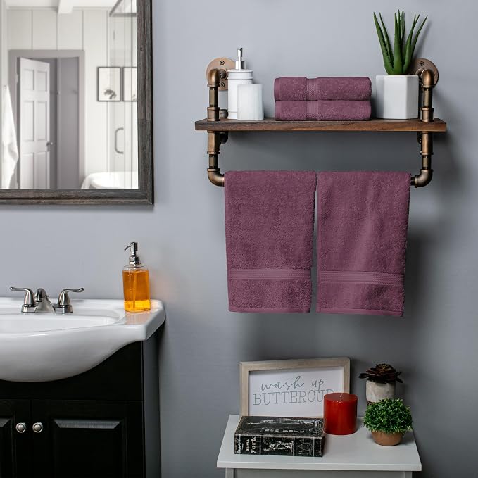 SUPERIOR Egyptian Cotton Plush & Absorbent, Hand Towel Set of 4, Plum | Quick - Image 2