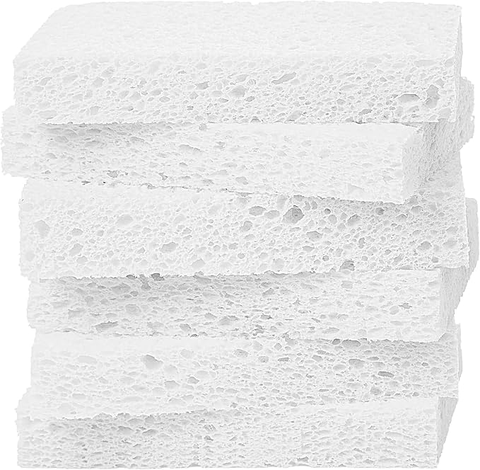 6 Pack White Cellulose Scrub Sponges Non-Scratch Heavy Duty Kitchen | Cellulose by ARCLIBER