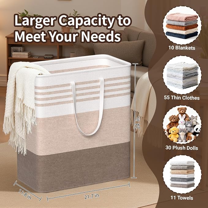 WOWBOX 2 Pack Laundry Baskets, Collapsible Dirty Clothes Laundry Hampers - Image 2