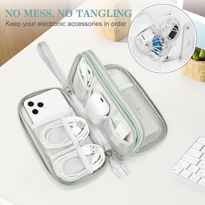 FYY Electronic Organizer, Travel Tech Pouch Bag, Cable Organizer Mint Green | - Image 5