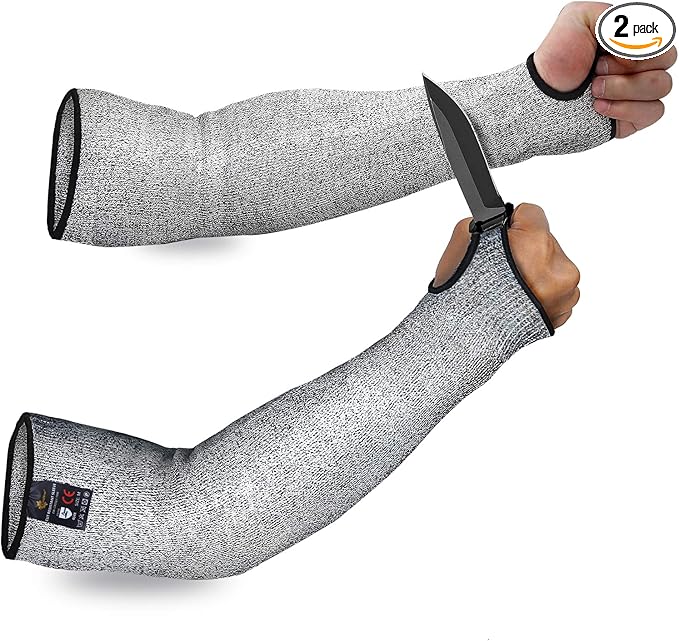 Evridwear Protective Arm Sleeves Cut Resistant Farmers Sleeves for Men Work, Gardening, Farming, Arm Protectors for Thin Skin and Bruising (Medium, With Thumb Hole)