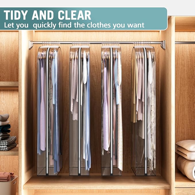 Liuoud Clear Garment Bags for Hanging Clothes 10” Gusseted, 4 Pack, 60” | Suit - Image 6