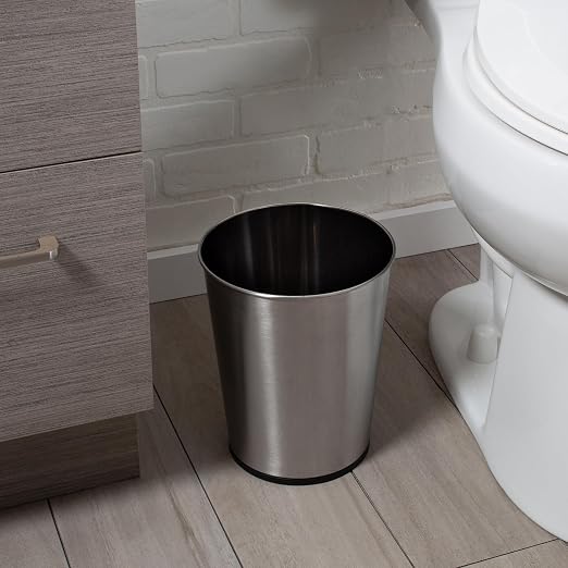 Bath Bliss 5 Liter Small Wastebasket, Stainless Steel | Compact Round Open Top - Image 2