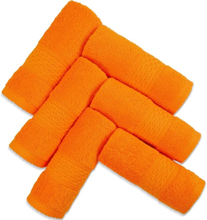 Cleanbear Washcloths Orange Face Cloths Set of 6 - Image 7