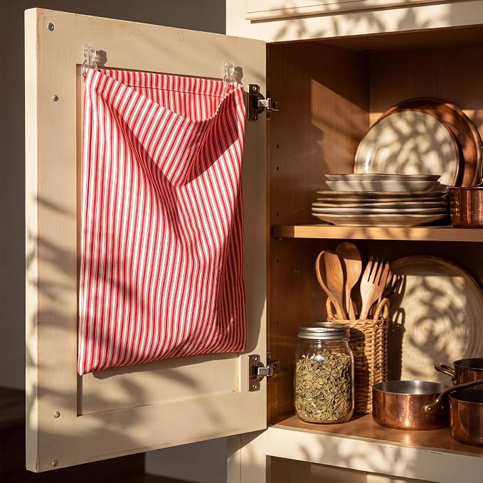 Reusable Dirty Rag Storage Linen Bag, Vertical Stripes - Image 5