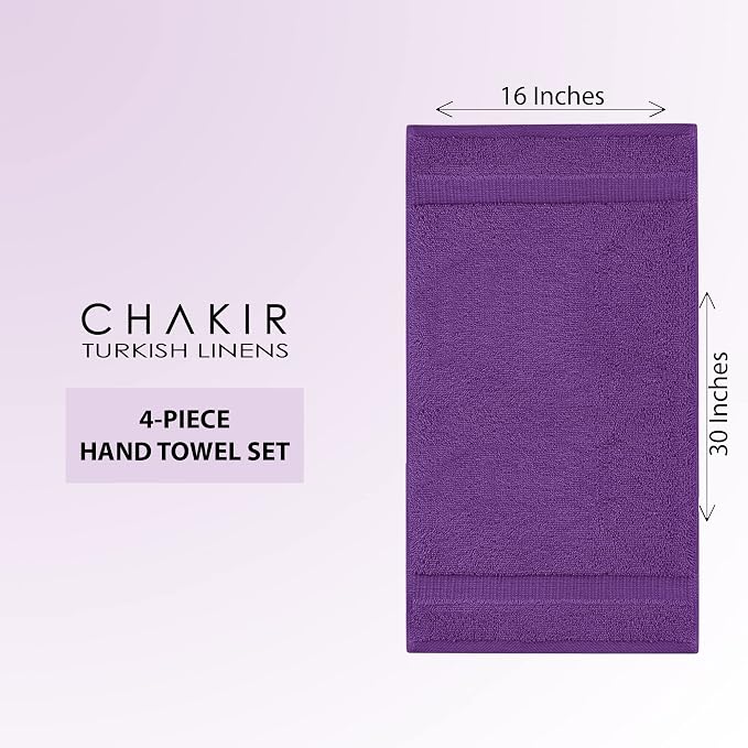 Chakir Turkish Linens 100% Cotton 4-Pack Hand Towels 16x30, Eggplant | Premium - Image 4